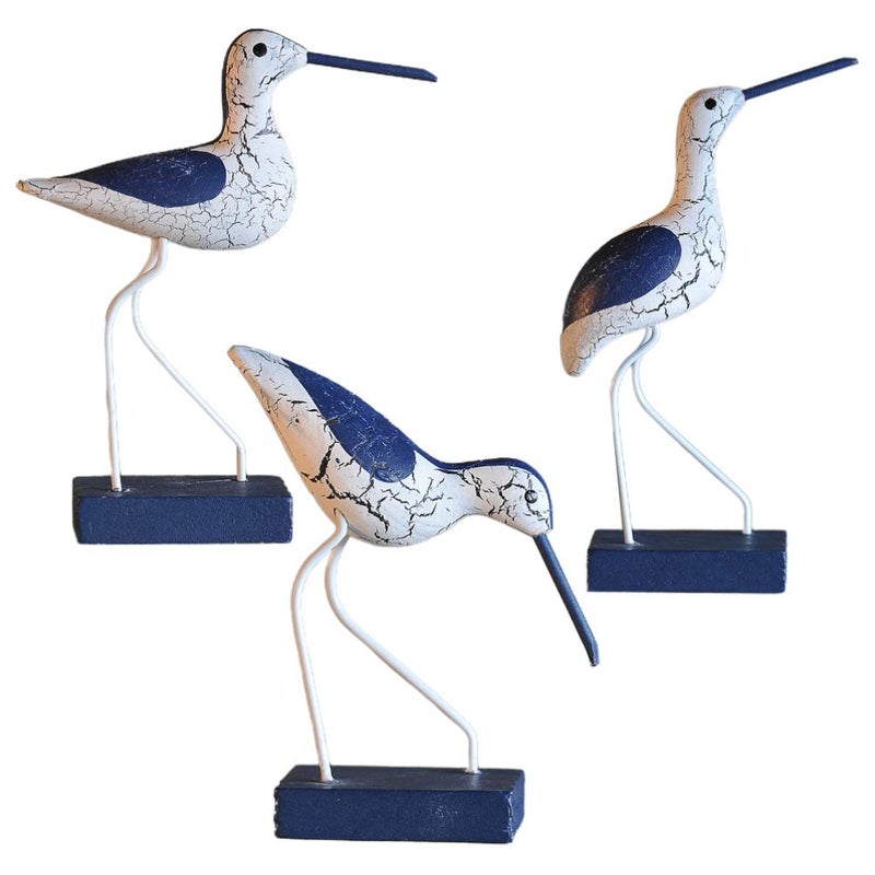 EXCEART 3pcs Wooden Seagull Figurine Nautical Decorations Ornaments Mediterranean Style Coastal Beach Room Garden Decoration for Living Room Bedroom - Image 1